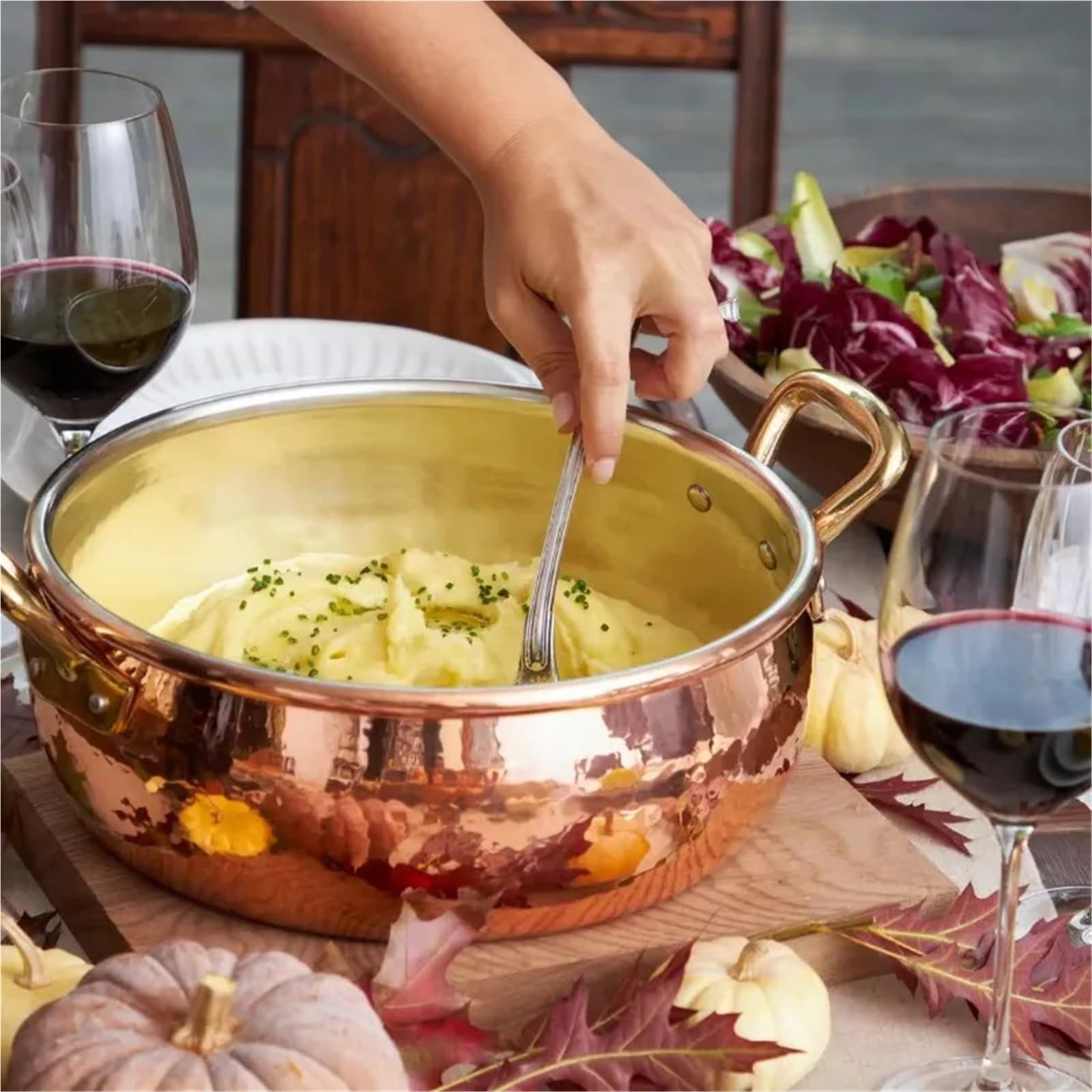 Hammered Kupfertopf Handgehämmerter Kupfertopf, Küchenutensilien mit Edelstahlabdeckung for Gourmetküchen