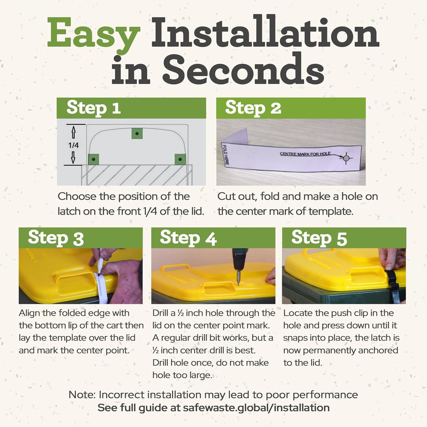 Push Clip Trash Can Locks, Easy to Install, Durable Trash Can Lock for Cart Lid Security, 28-96 Gallon Garbage Can Lock for Outdoor (Pack of 4)