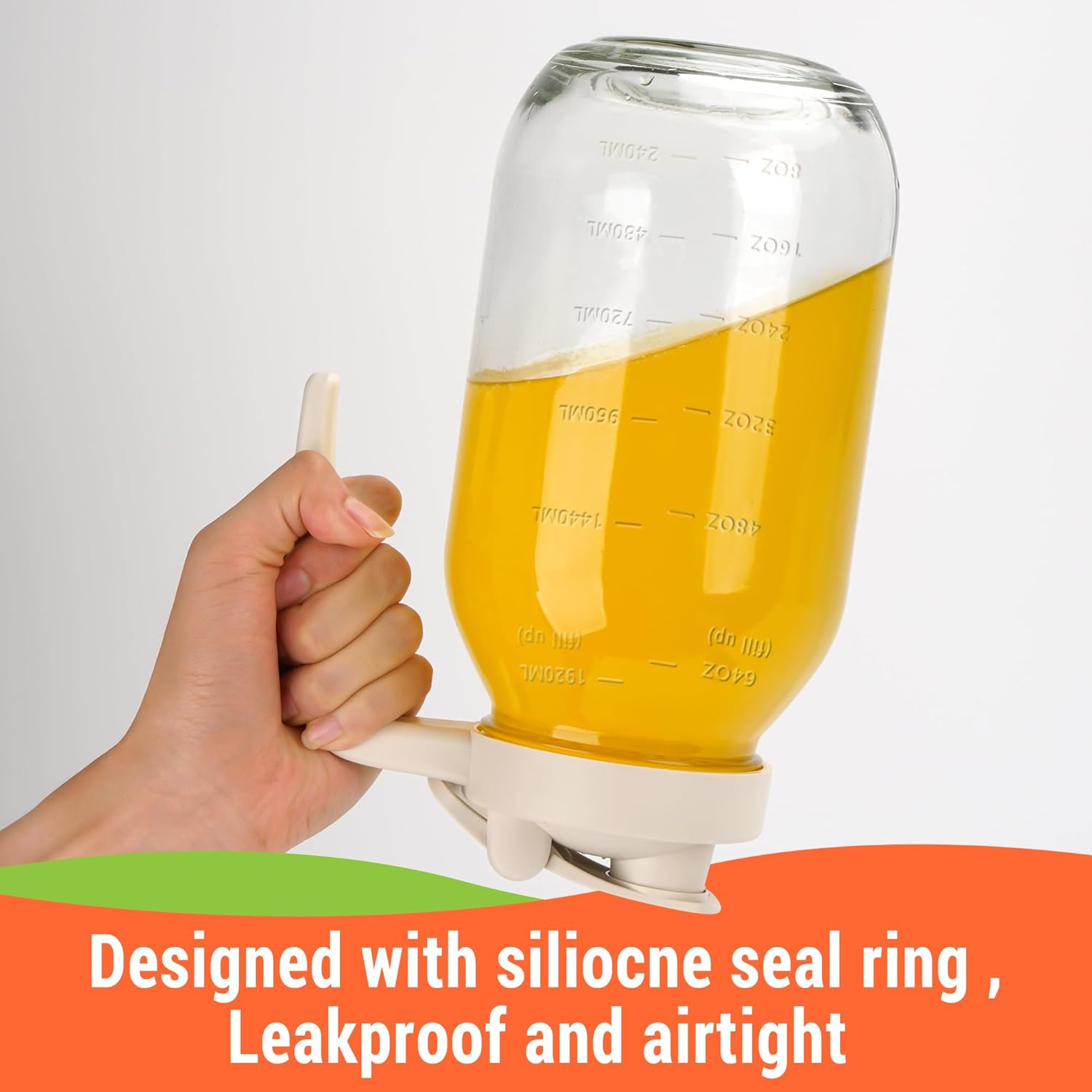 YORY 2 Quart Glass Pitcher with Filter Lid Airtight Cold Water Jug for Lemonade Tea Juice Milk Iced Coffee Fruit Drinks Airtight,64 oz - Image 5