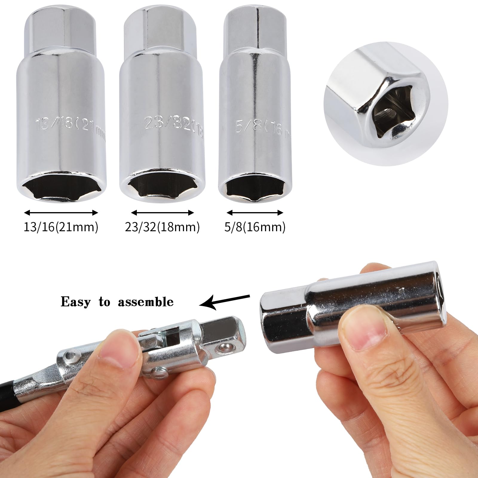 Chiave Candela, 16/18/21 mm Chiave Universale, Set Chiavi Inglesi, Set Chiavi per le Candele del l'auto, Kit Candele per Candele per Auto e Moto