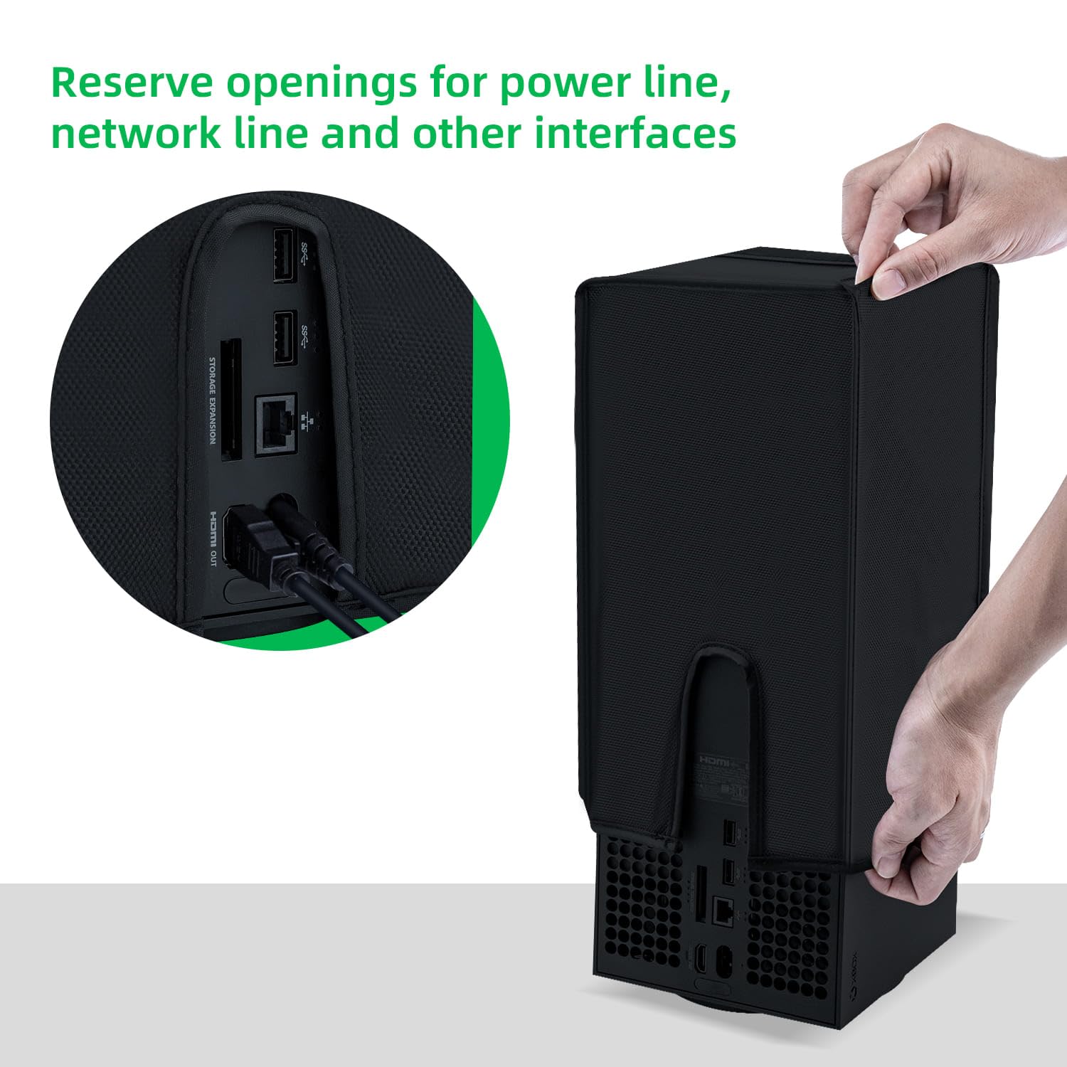 Funda Negra contra el Polvo para la Consola Xbox Series X, Funda Protectora Impermeable contra el Polvo para la Consola Xbox Series X-Vertical