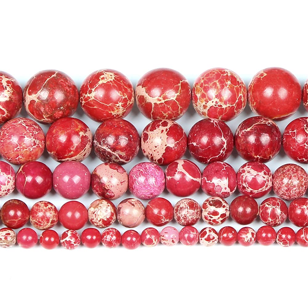 Perles rondes en pierre naturelle rouge vif 12mm H7213 pour création bijoux DIY