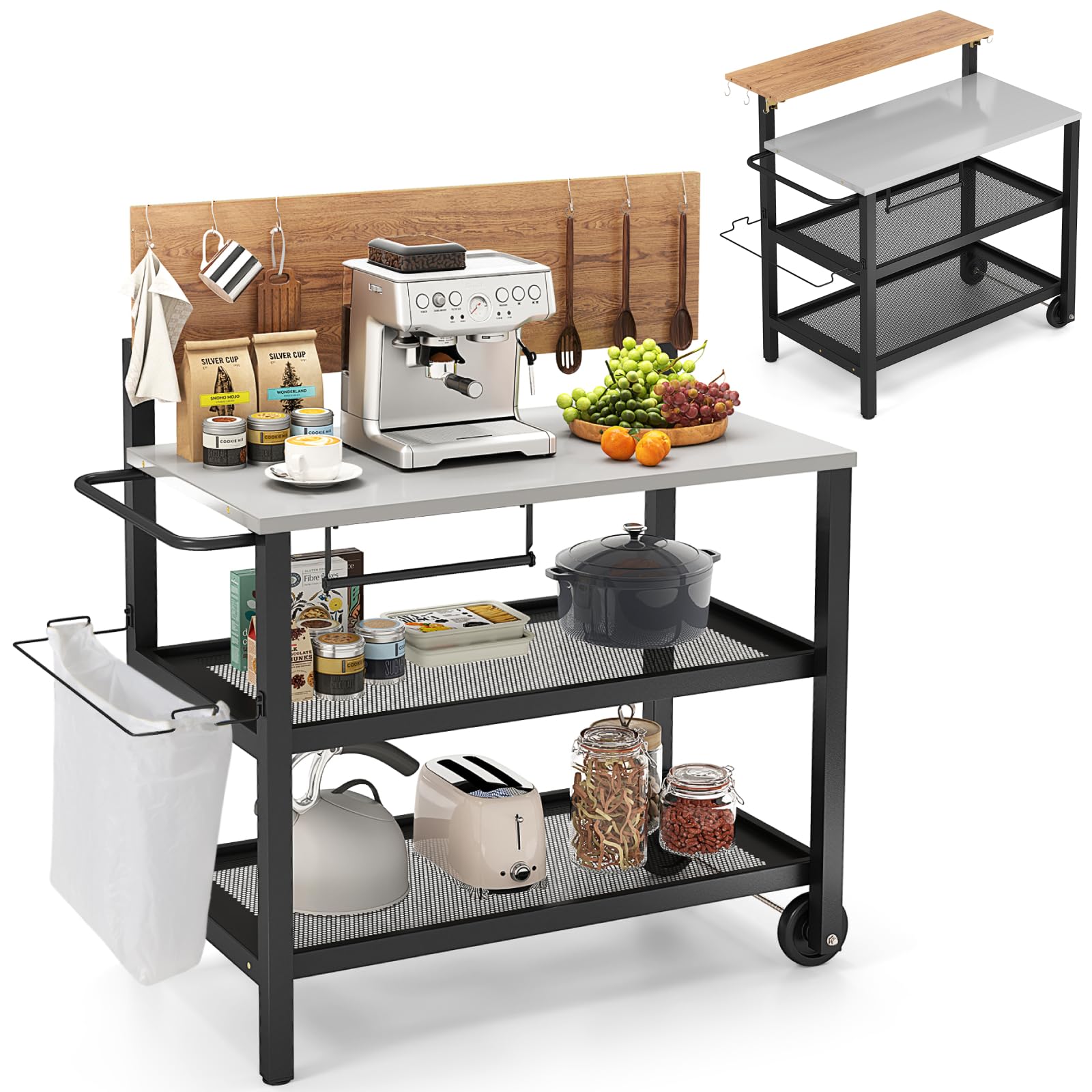 SPOTRAVEL Outdoor Grill Cart with Flip-up Table (116 x 73 x 111cm)