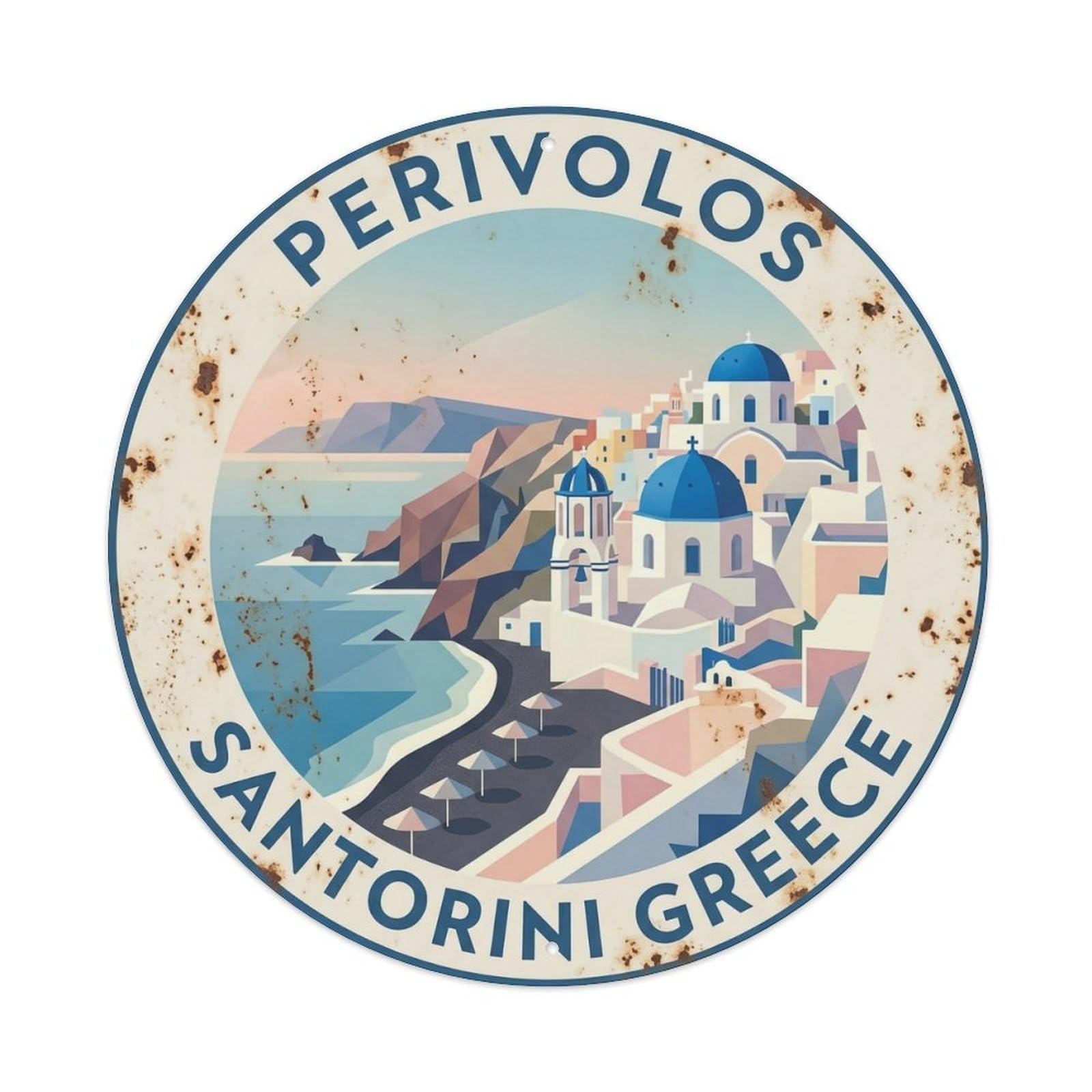 Vintage Travel Perivolos Santorini Coast 1 Metal Tin Sign
