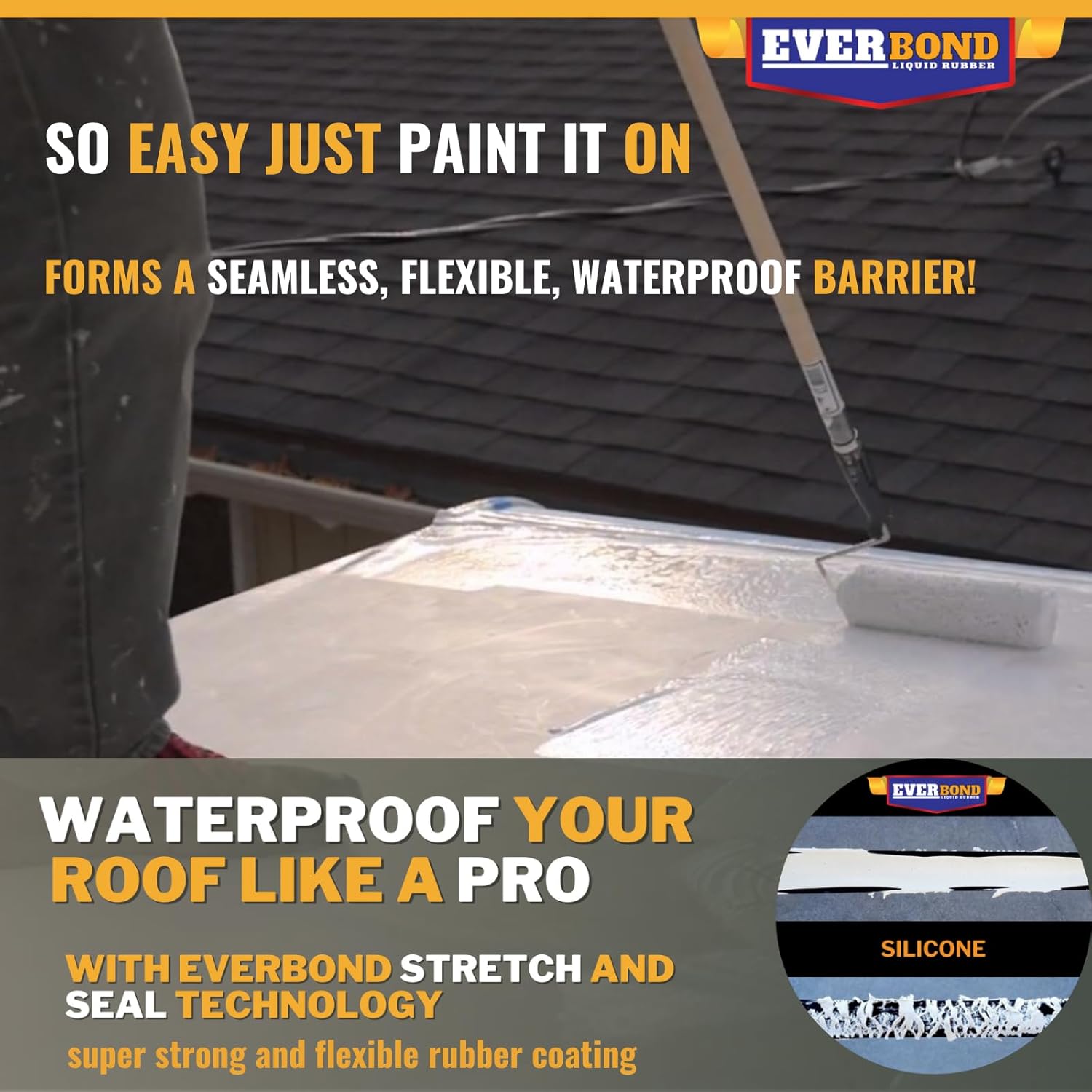 Liquid Rubber RV Roof Coating - Roof Sealant for Camper Roofs, Trailers, Motorhomes, and Metal Buildings - Roof Cooling White 4.75 Gallon - Made in USA