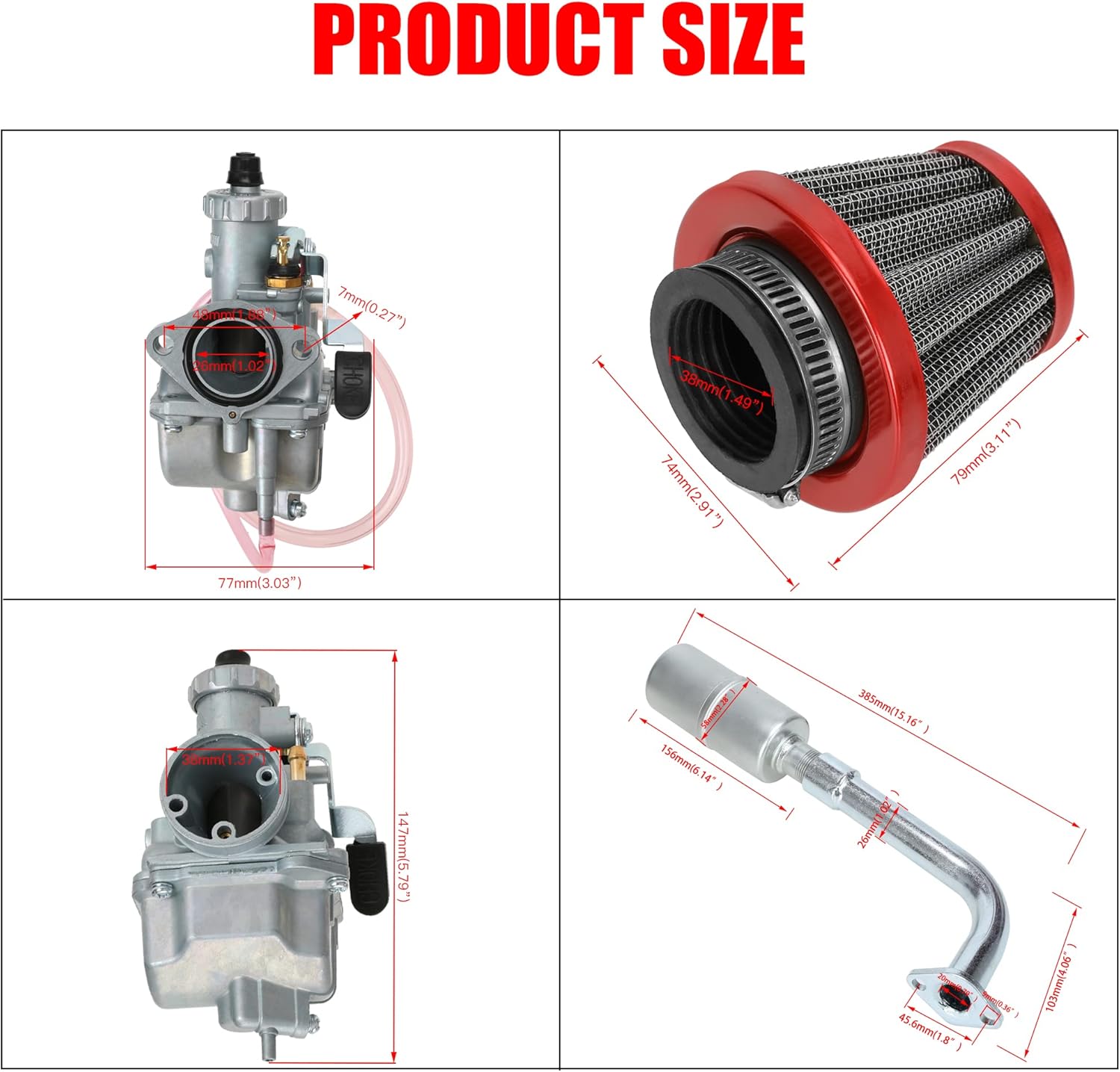 Buy GREHUA VM22 Carburetor Intake Manifold Exhaust Pipe Muffler Jet Stage 2 Kit for Predator