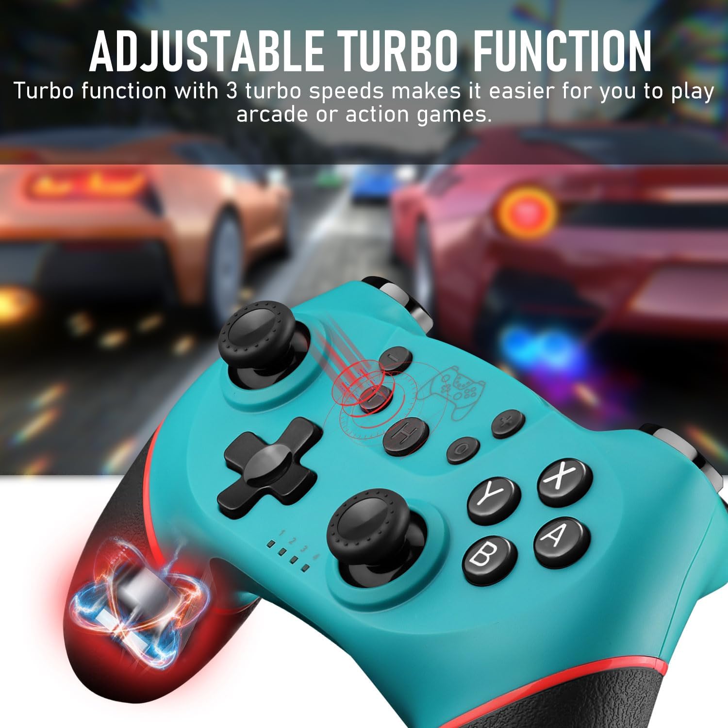 Diswoe Controller for Switch, Wireless Pro Controller for Switch/Switch Lite/Switch OLED, Remote Gamepad with Joystick, Adjustable Turbo Vibration, Ergonomic Non-Slip - Blue : Video Games