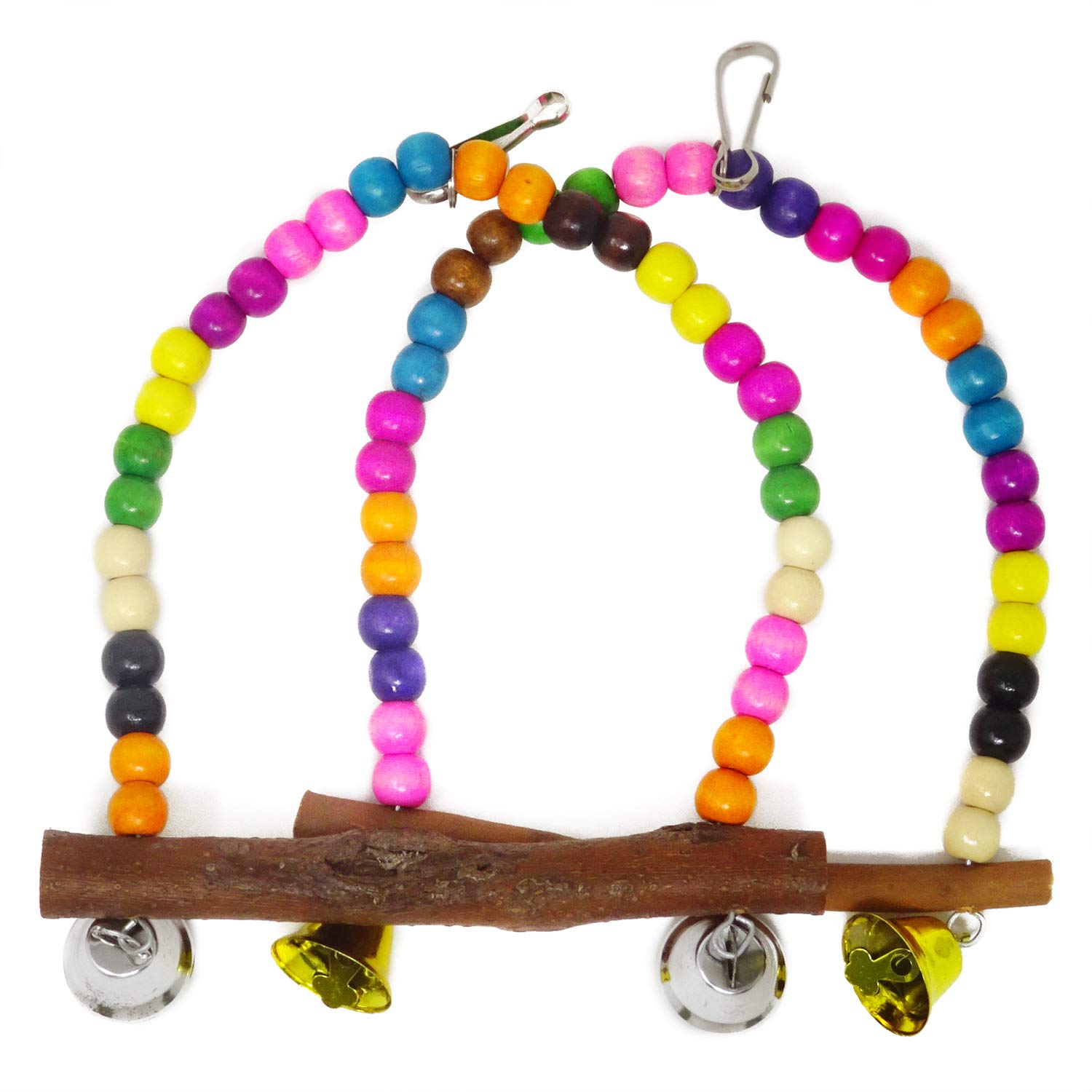 Honbay Wooden Bird Swing Perch Parrot Hanging Toy for Small Sized Birds - image 6