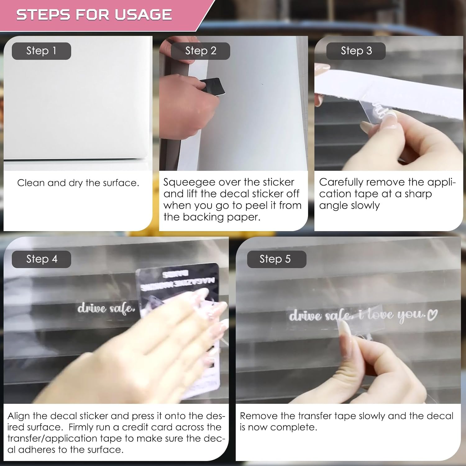 Aolamegs 5 Pack Drive Safe, I Love You Stickers, White I Love You Drive Safe Mirror Sticker for Car Window Rearview Mirror, Funny Vinyl Car Decal Drive Safe Car Accessories - Image 4