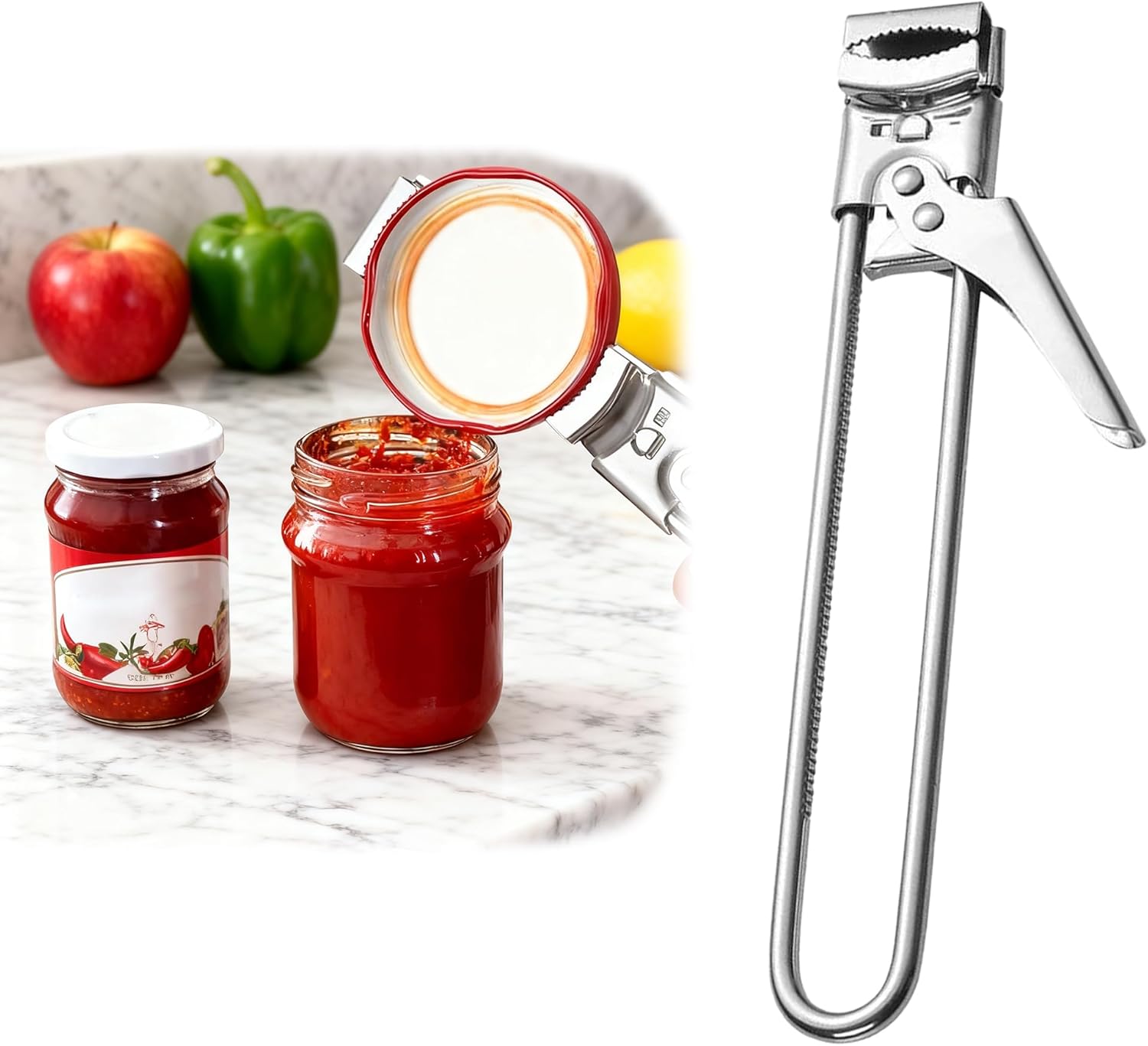 Adjustable Stainless Steel Jar Opener, 2026 New Jar Opener for Weak Hands Seniors, Multifunctional Can Opener Jar Lid Gripper Bottle Opener Kitchen Gadgets (1 Pcs)