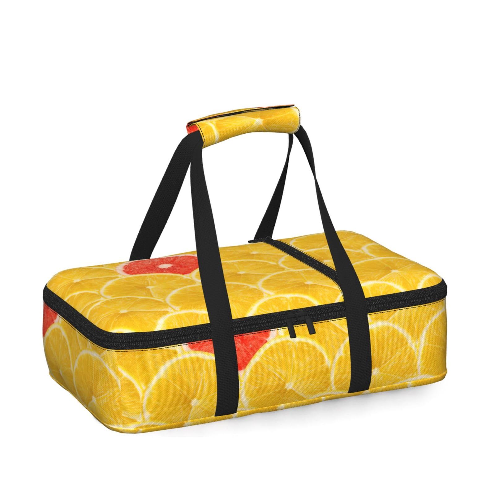 Summer Lemon Print Insulated Thermal Food Storage Bag Daily Reusable Picnic Tote Lunch Box Home