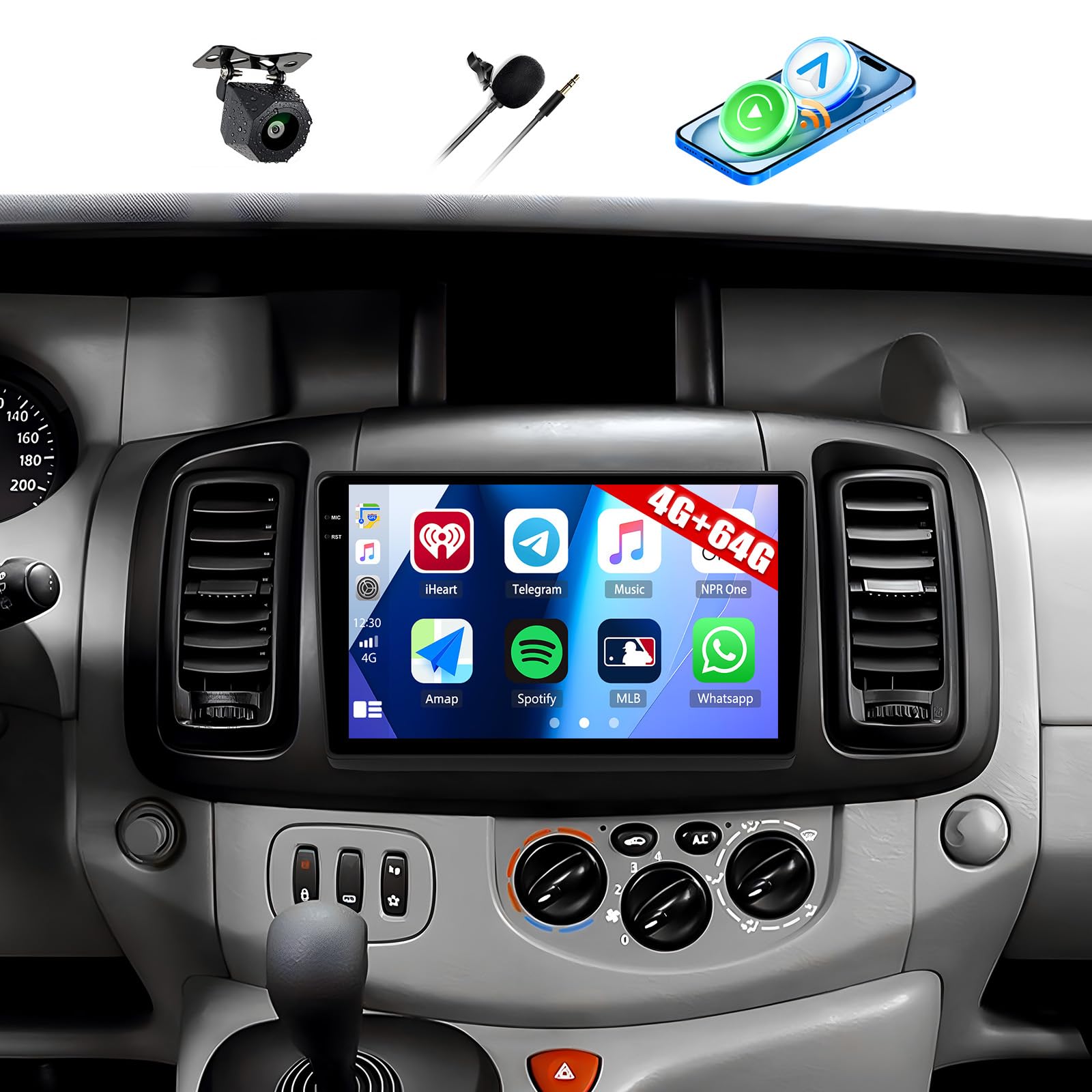 Android 15, 4G+64G GOHHDL Autoradio pour Renault Trafic 2001-2010/Opel Vivaro 2006-2010/Nissan Primastar 2006-2014, écran Tactile 10 Pouces avec Carplay Android Auto WiFi GPS FM/RDS BT SWC Caméra