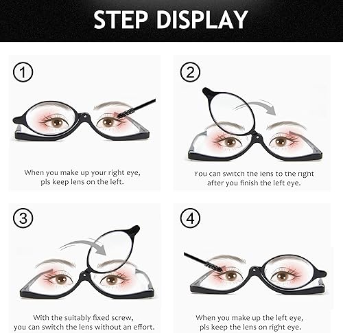 Miniatura 2 de 2 Pairs Makeup Reading Glasses for Women, Magnifying Flip Down Cosmetic Readers, Make Up Glasses with Spring Hinge Negro&azul,Negro y