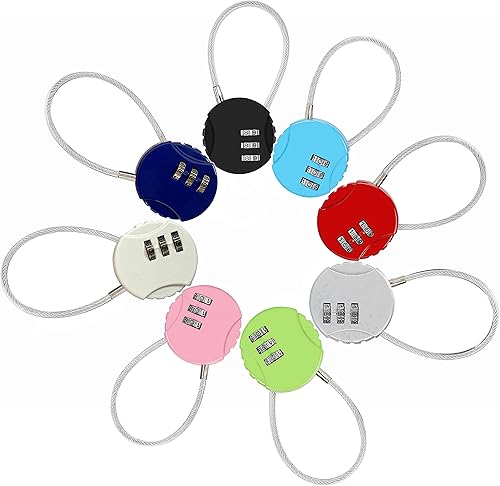 Miniatura 8 de Candado de combinación de 3 dígitos, cerradura de cifrado seguro, bloqueo de código reiniciable, cerraduras de color (paquete de 8)