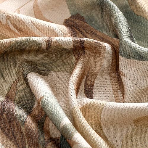 Vista 18 de Autumn Dream Cortinas opacas blancas con ojales en la parte superior, hojas pastorales de microfibra, flamenco floral, cortinas de granja para sala