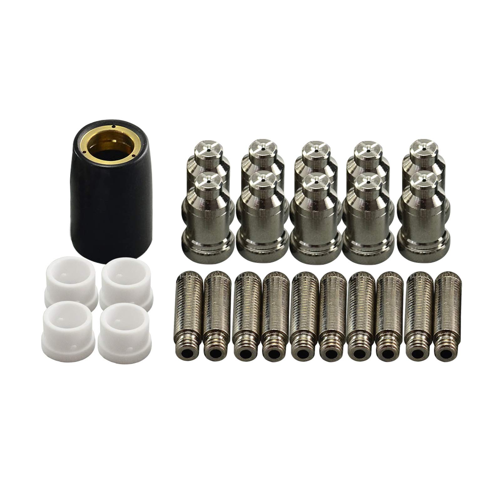 Kit Consommables Torche Plasma SG-51 | 25 Pièces : électrodes, Buses 1.0mm 50A, Anneaux Tourbillon - Pour CUT-50, CUT-60