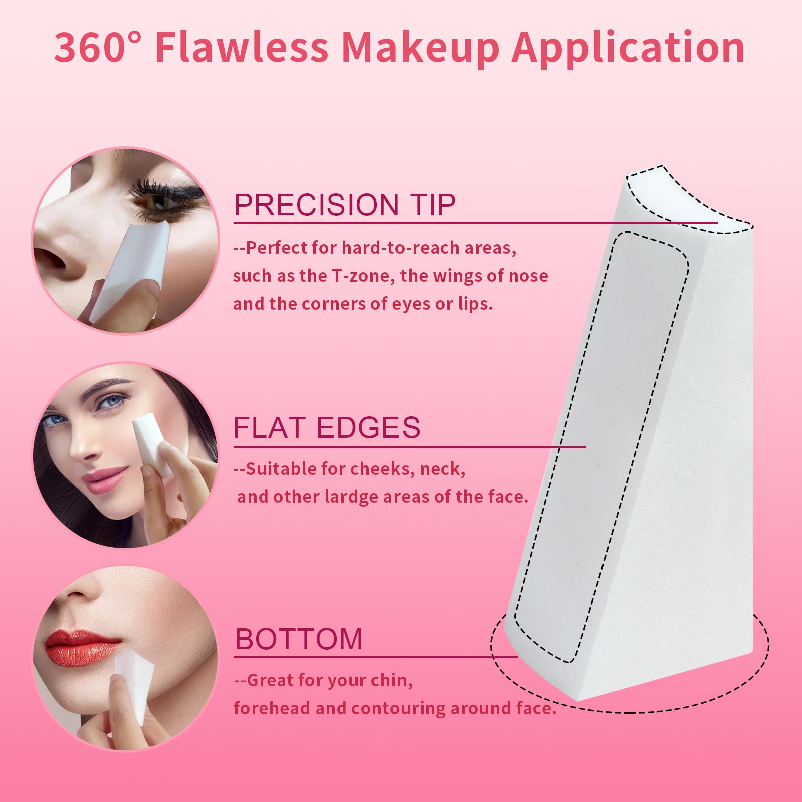 Fauxomor 324 spugne per trucco a cuneo per fondotinta viso, senza lattice, triangolari, per un'applicazione e una miscelazione impeccabili, frullatore di bellezza per tutti i tipi di pelle, con sei