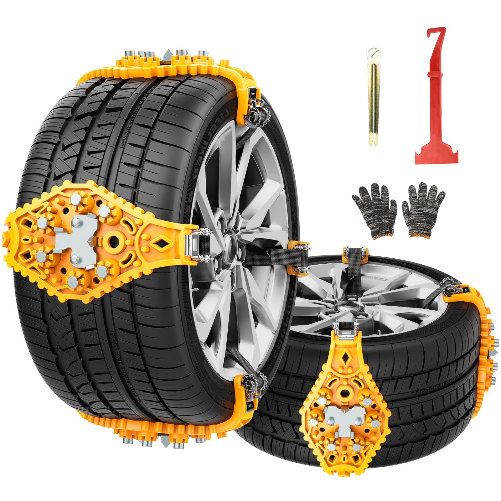 Snow Chains 8 Pieces Snow Chains for Car Anti-slip Adjustable Chain Tyre Wheel for Car Tyre Wheel Truck SUV Road Bottom Snowy Roads Safety Ice Mud Climbing Width 165-275mm