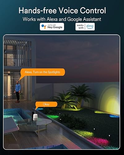 Miniatura 4 de Ligency Low Voltage Landscape Lights, 40ft Wired Smart Waterproof RGBW Led Outdoor Spotlights for Yard Garden Pathway Walkway House Driveway