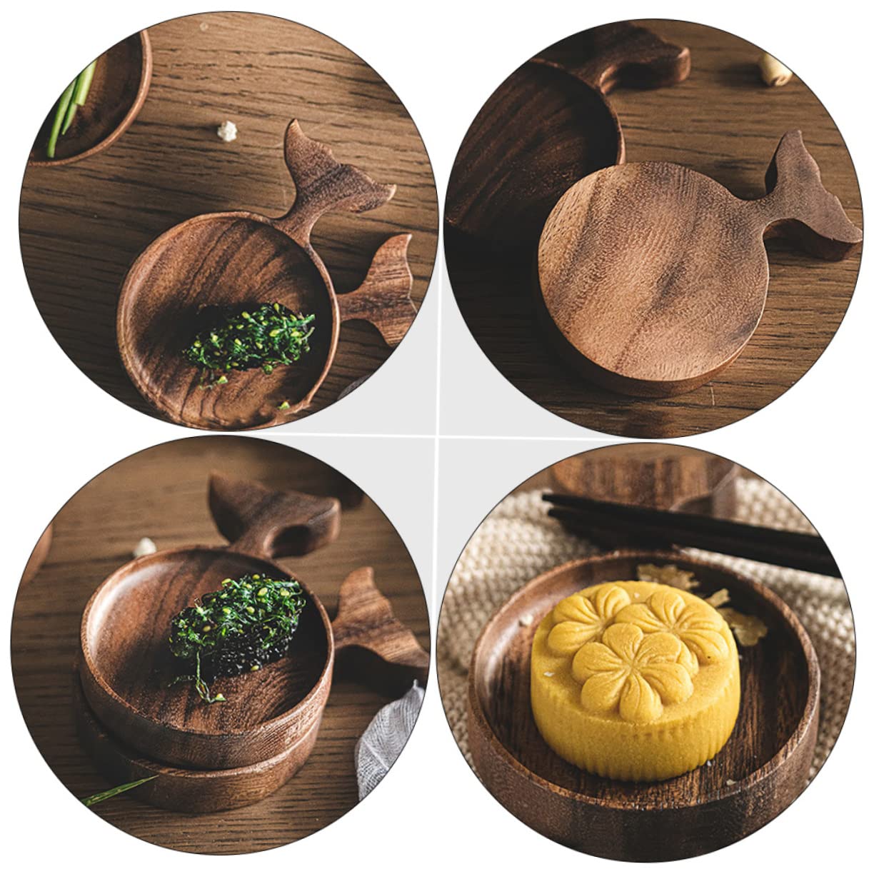 ABOOFAN 1Pc Fish Shaped Wooden Sauce Dish Practical Dipping Plate for Snacks Appetizers and Sauces for Home Restaurant Bbq and Outdoor Gatherings Creative Tableware Design