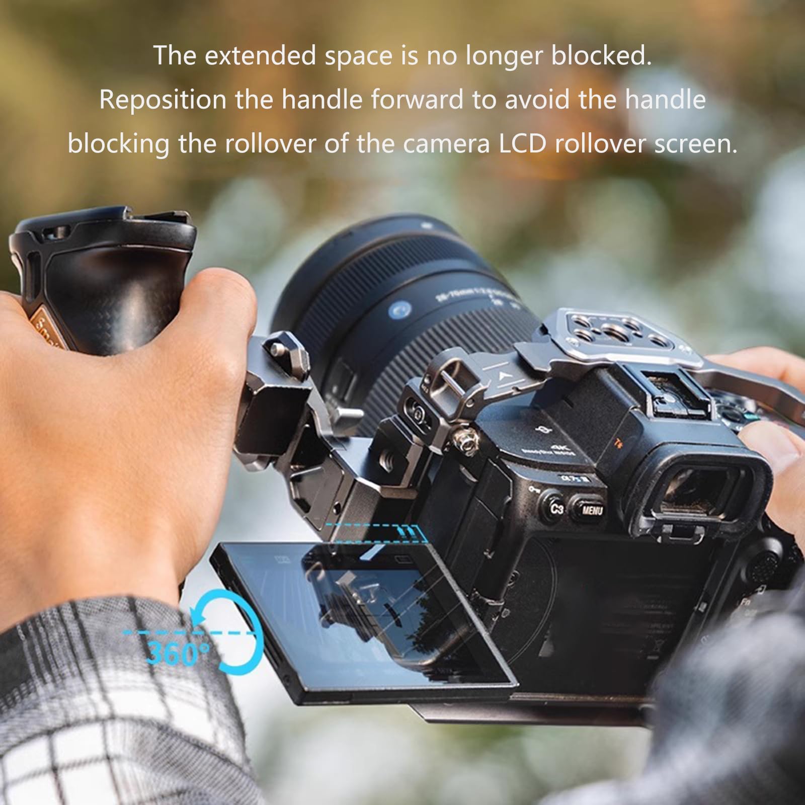 Adattatore per impugnatura per fotocamera in alluminio resistente, adattatore di estensione per impugnatura laterale per fotografia professionale, impugnatura comoda, antiscivolo