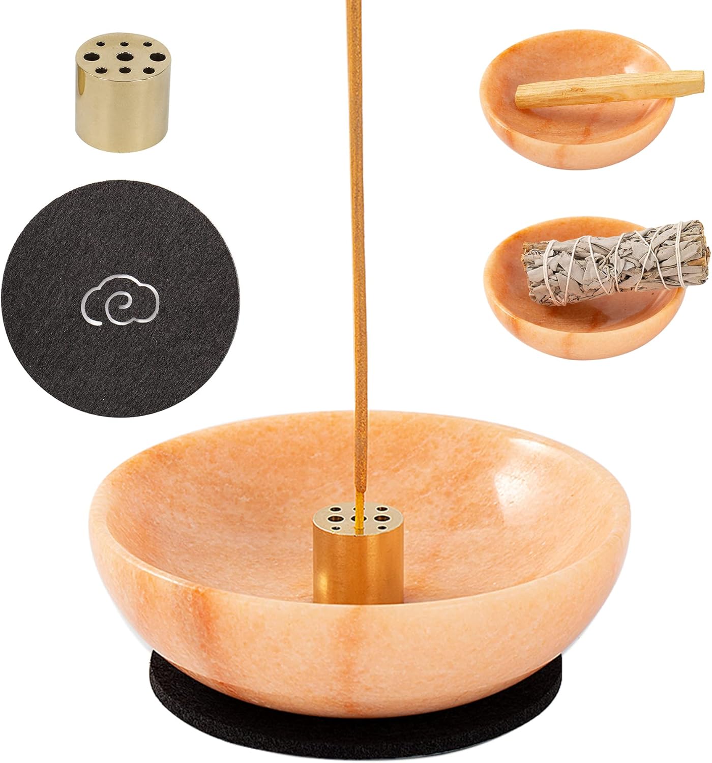 Fasolahome Rare Natural Red Marble Incense Holder