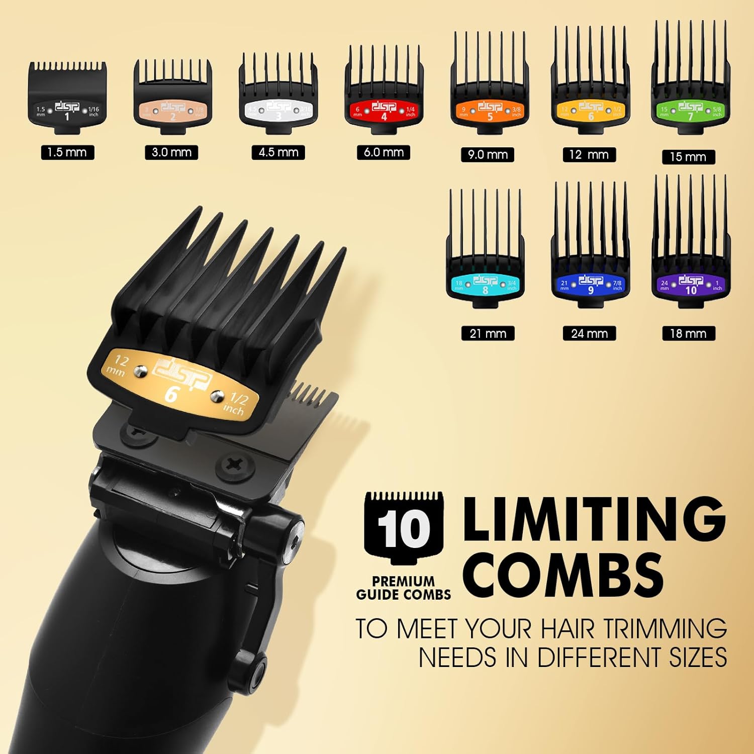 Included guide combs for DSP Hair Clipper