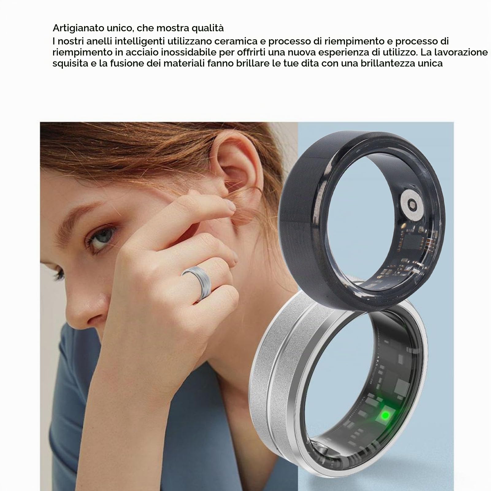 Anello Fitness Smart Bluetooth, Anello Health Tracker per Monitorare i Dati del Sonno del Contapassi Fitness, Controllo APP, Anello Smart Impermeabile IP68 (BLACK)