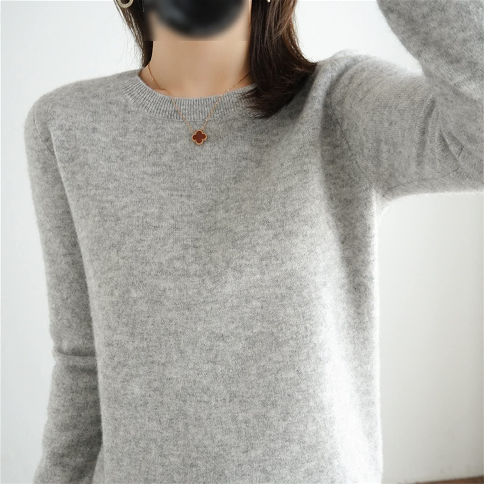 100% Lana Cashmere Maglione Donne O Collo Pullover Casual Maglia Top Autunno Inverno Cappotto