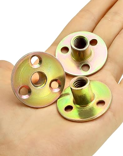 Miniatura 3 de QWORK Tuerca de placa de hierro de 38 "-16, juego de 25 piezas tuerca en T con base redonda de acero al carbono, tuercas en T de acero al carbono,