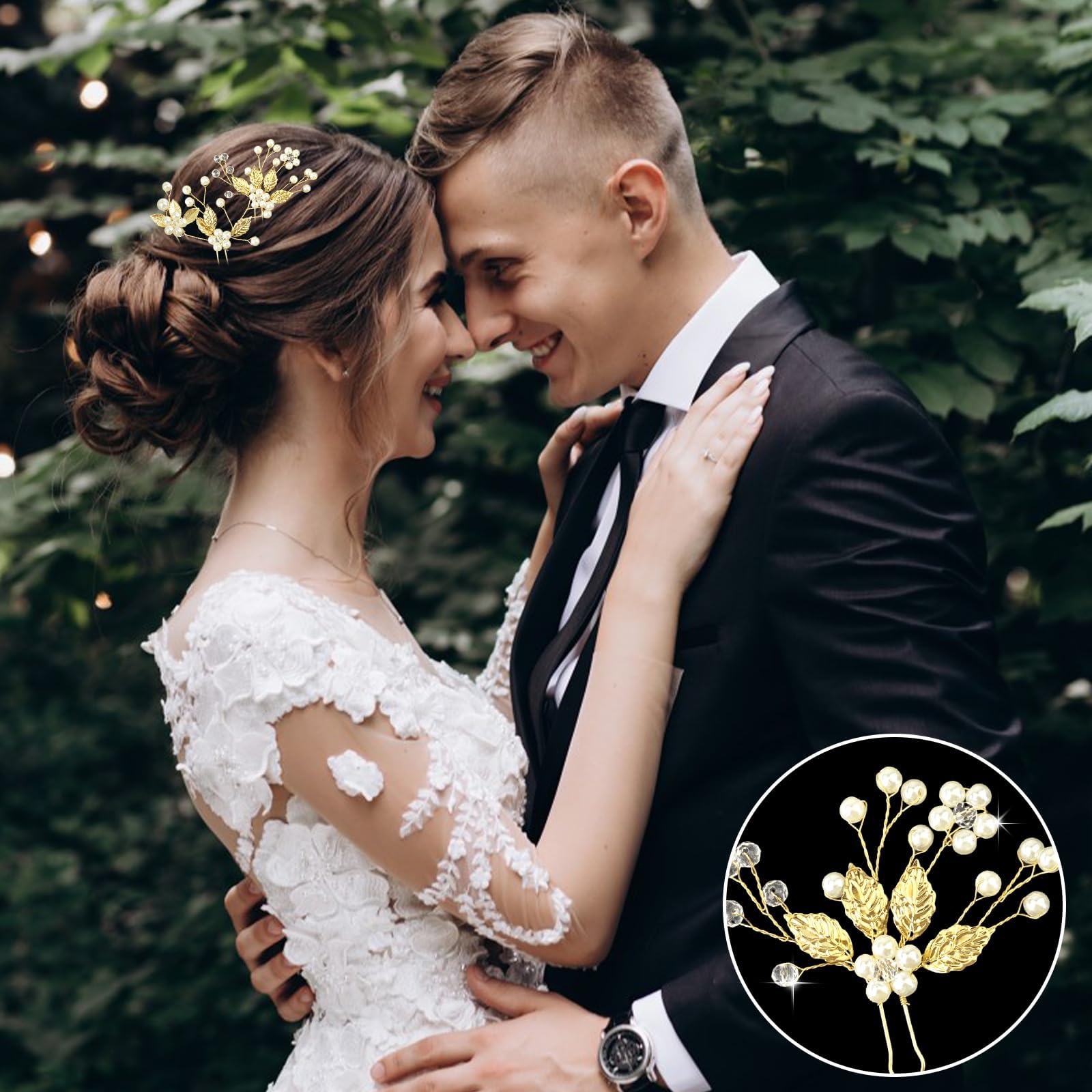 Amazon.com : 5 Pieces Bride Hair Pins Pearl Bridal Hair  display picture 3