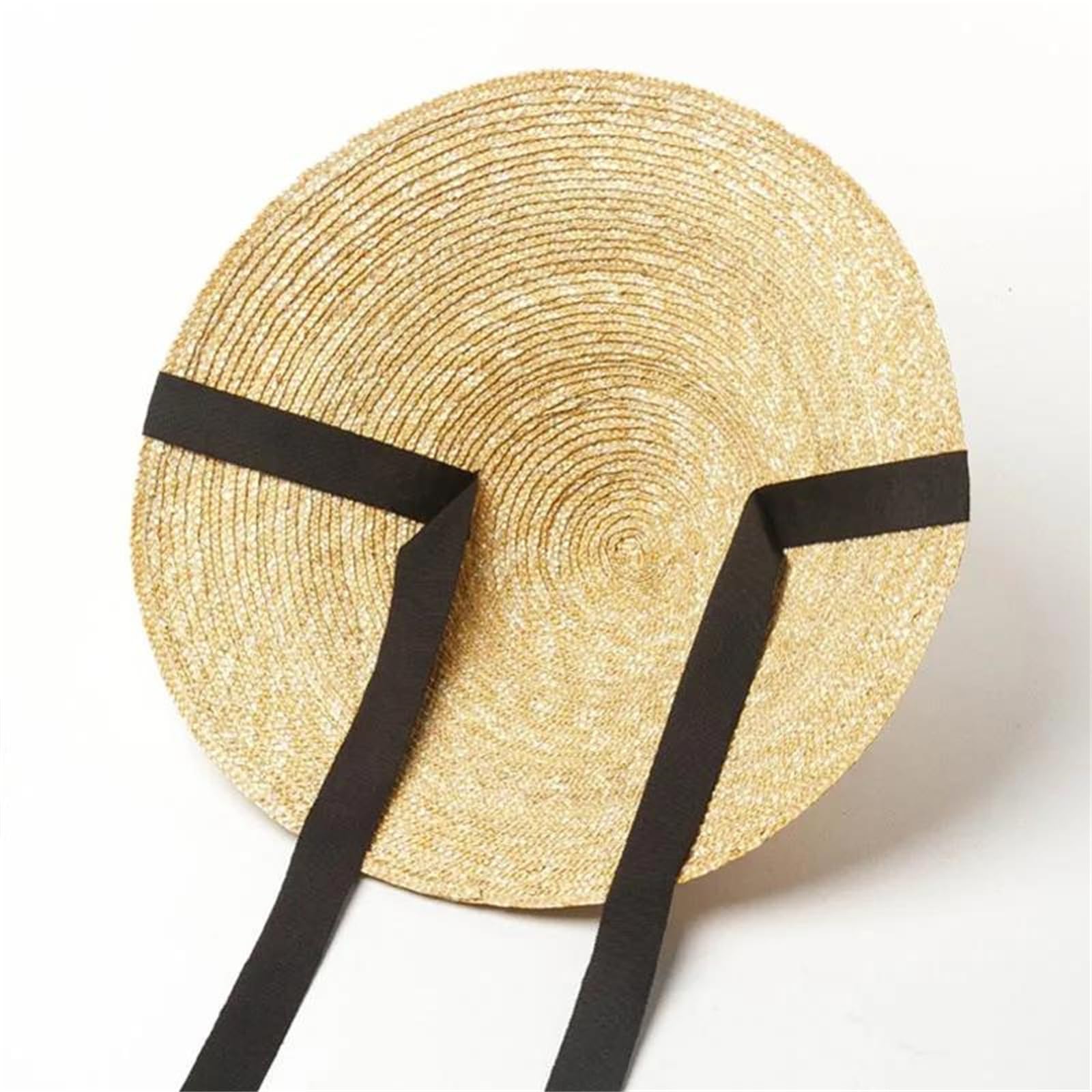 Sombrero de verano para mujer y hombre, sombrero de paja para el sol, ala grande, negro, banda cóncava, gorra de playa