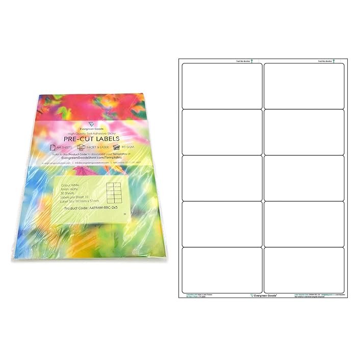 Buy Evergreen Goods A4 Precut Matte White Self Adhesive Paper Inkjet