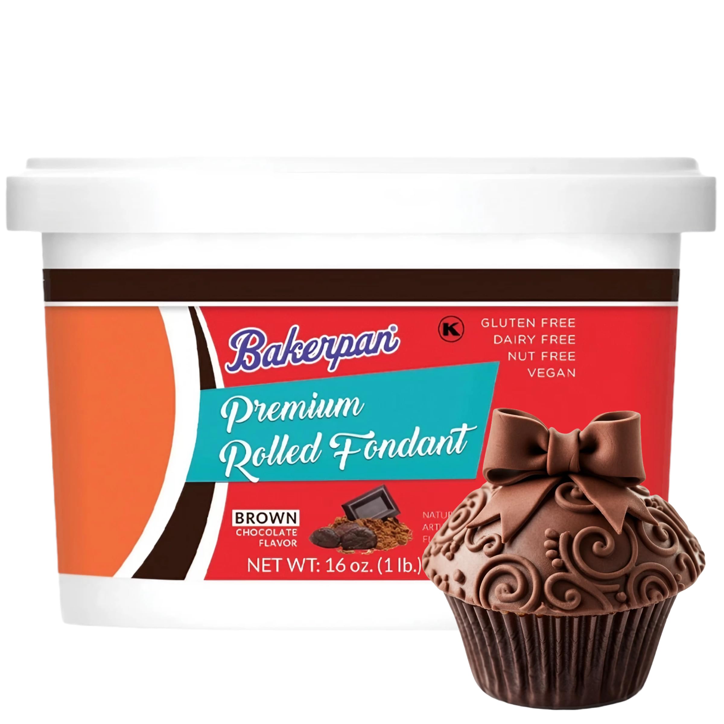 Premium Rolled Brown Fondant for Cake Decorating - 1 Pound, Chocolate Flavor (Made in USA)