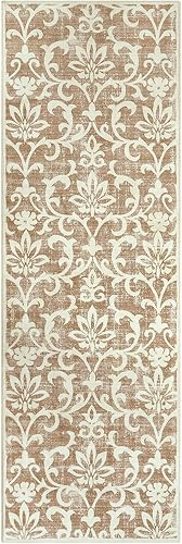 Miniatura 44 de Morebes Alfombra lavable de 2 x 5 pies, alfombra vintage floral gris para puerta de entrada, antideslizante, suave que no desprende pelusa
