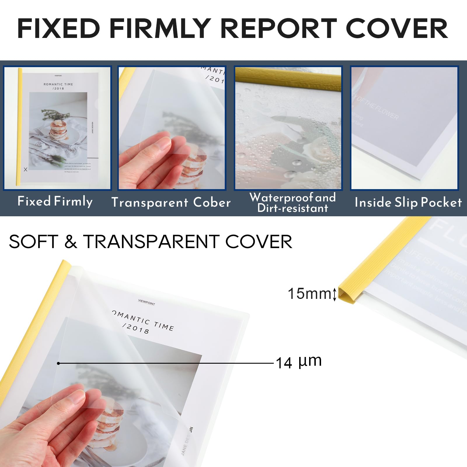 Carpeta transparente A4 para informes con barra deslizante, 5 colores, clasificación de archivos de barra deslizante, carpeta transparente para currículum vitae y presentación (150 piezas)