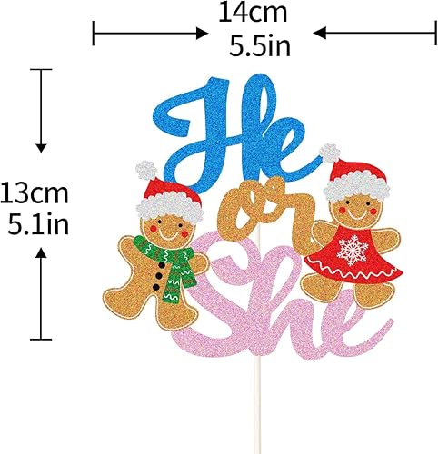 Miniatura 2 de Decoración para pastel de jengibre con purpurina azul y rosa, decoración de pastel de baby shower, decoración de pastel de Papá Noel para bebé,