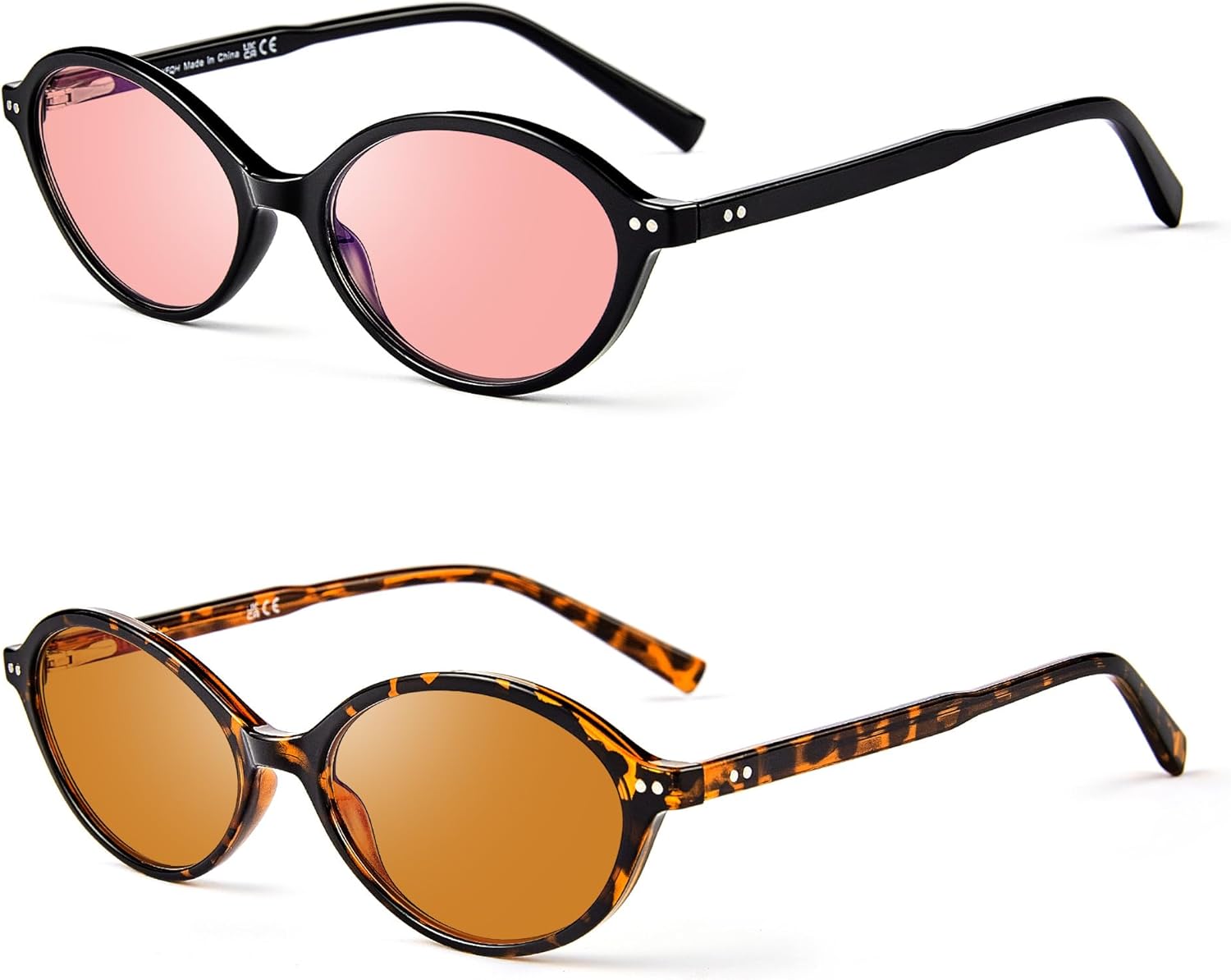 Blue Light Blocking Glasses for Women, Retro Oval Frame Glasses Anti Eyestrain & UV Glare JF6225