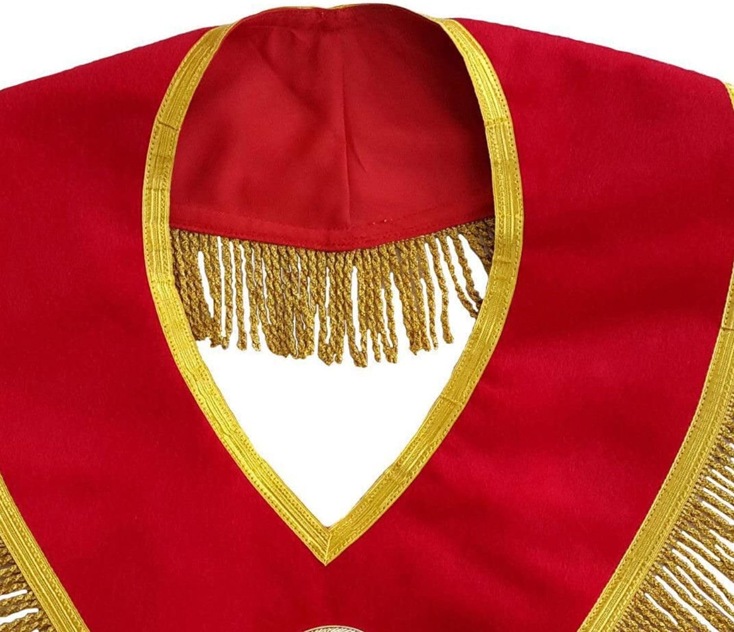Bricks Masons Royal Arch Chapter Collar - Red Velvet Triple Tau Insignia with Golden Fringe