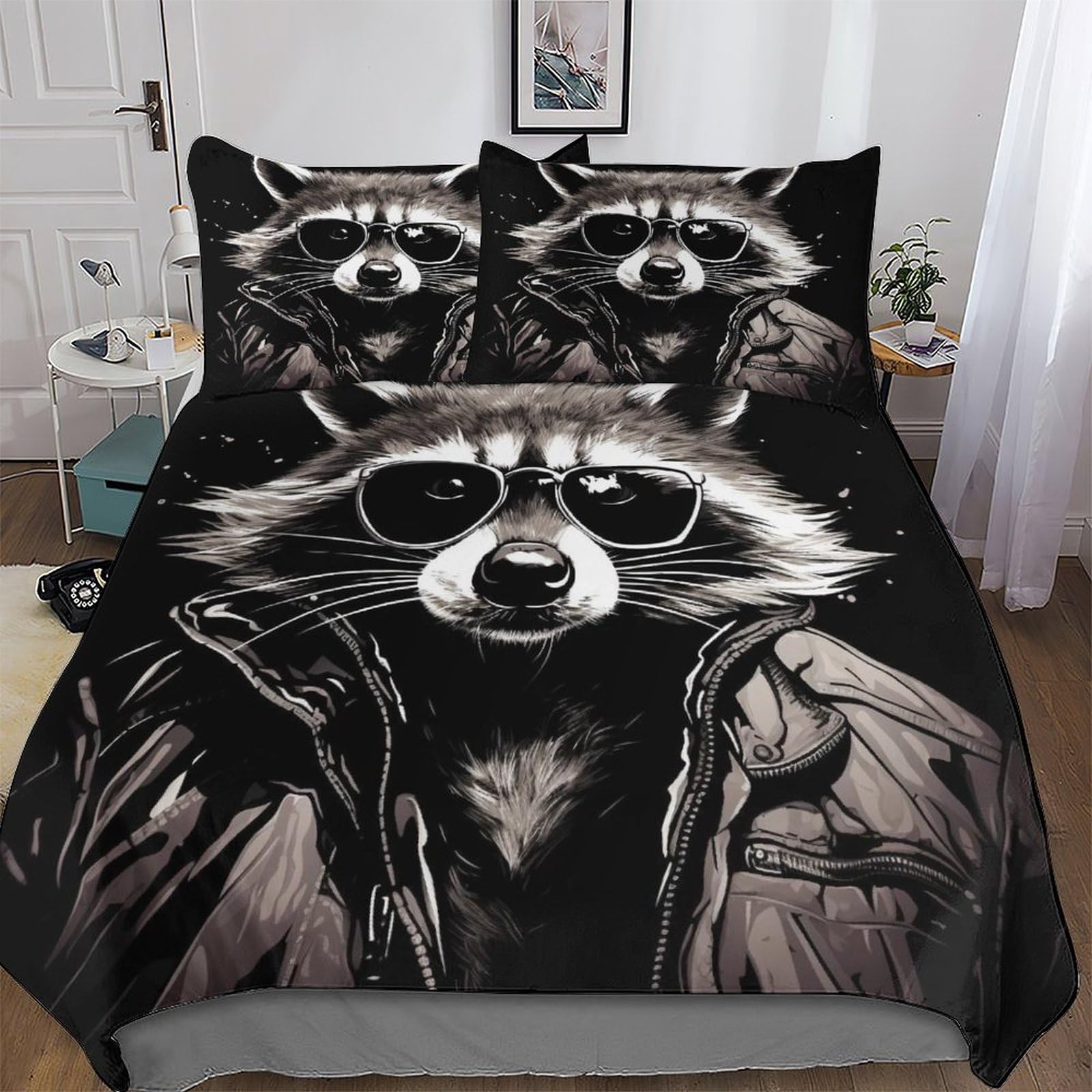Housse de couette raton laveur imprimé 3 pièces pour chambre enfant