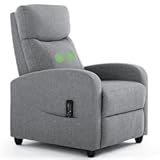 Recliner Chair with Massage and Lumbar Support&comma; Small Fabric Home Theater Seating&comma; Adjustable Modern Reclining Chair for Adults in Living Room