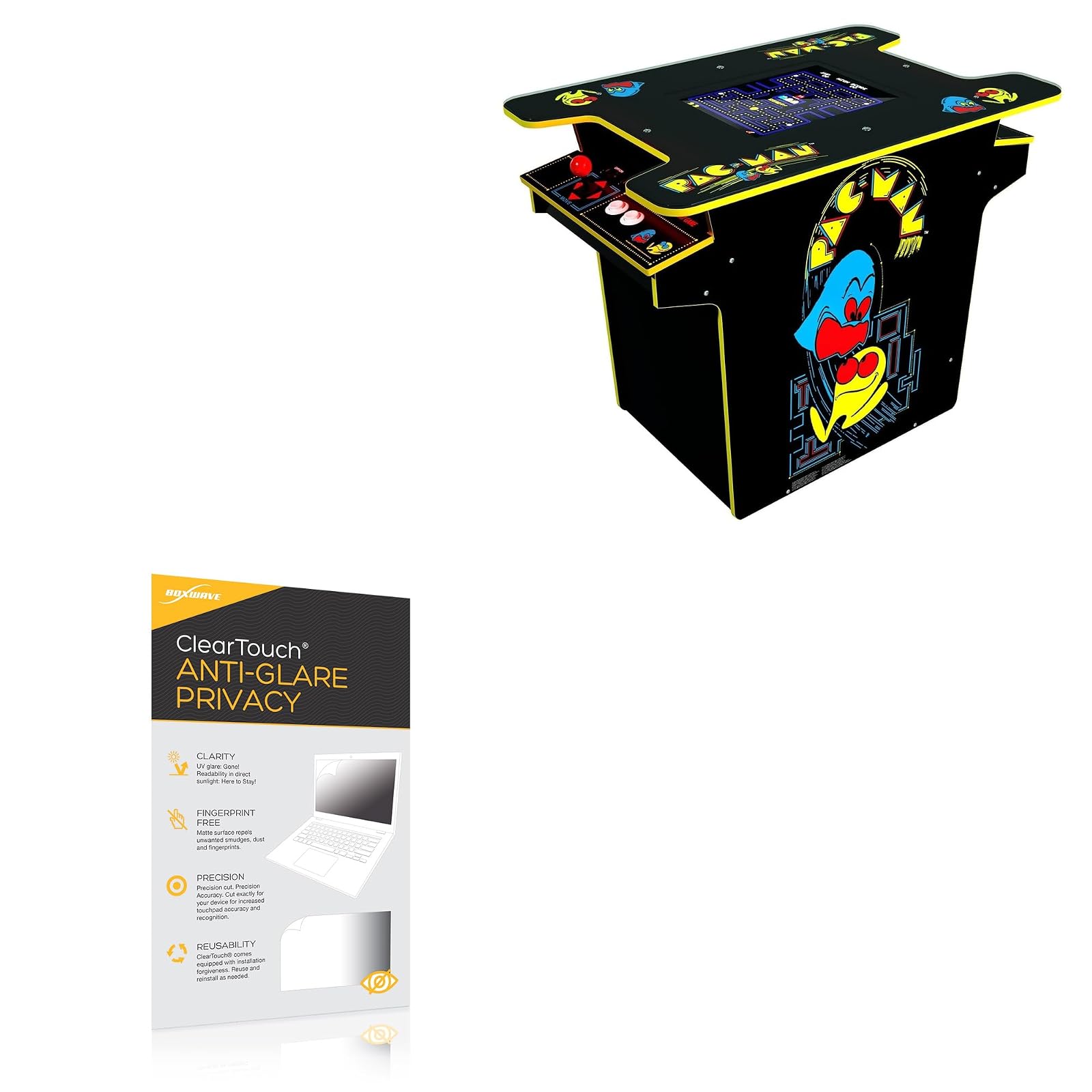 BoxWave Screen Protector Compatible with Arcade1Up PAC-MAN Head-to-Head Arcade Table (17 in) - ClearTouch Anti-Glare Privacy (2-Pack), Privacy Screen Protector Flexible Film Anti-Glare