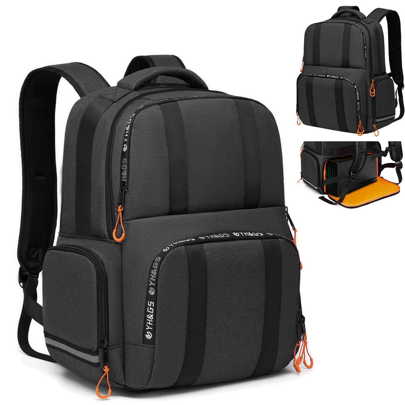 Mochila de transporte compatible con consola Xbox Series X/S, funda de transporte de viaje con múltiples bolsillos de almacenamiento para controladores Xbox, disco duro portátil, auriculares y