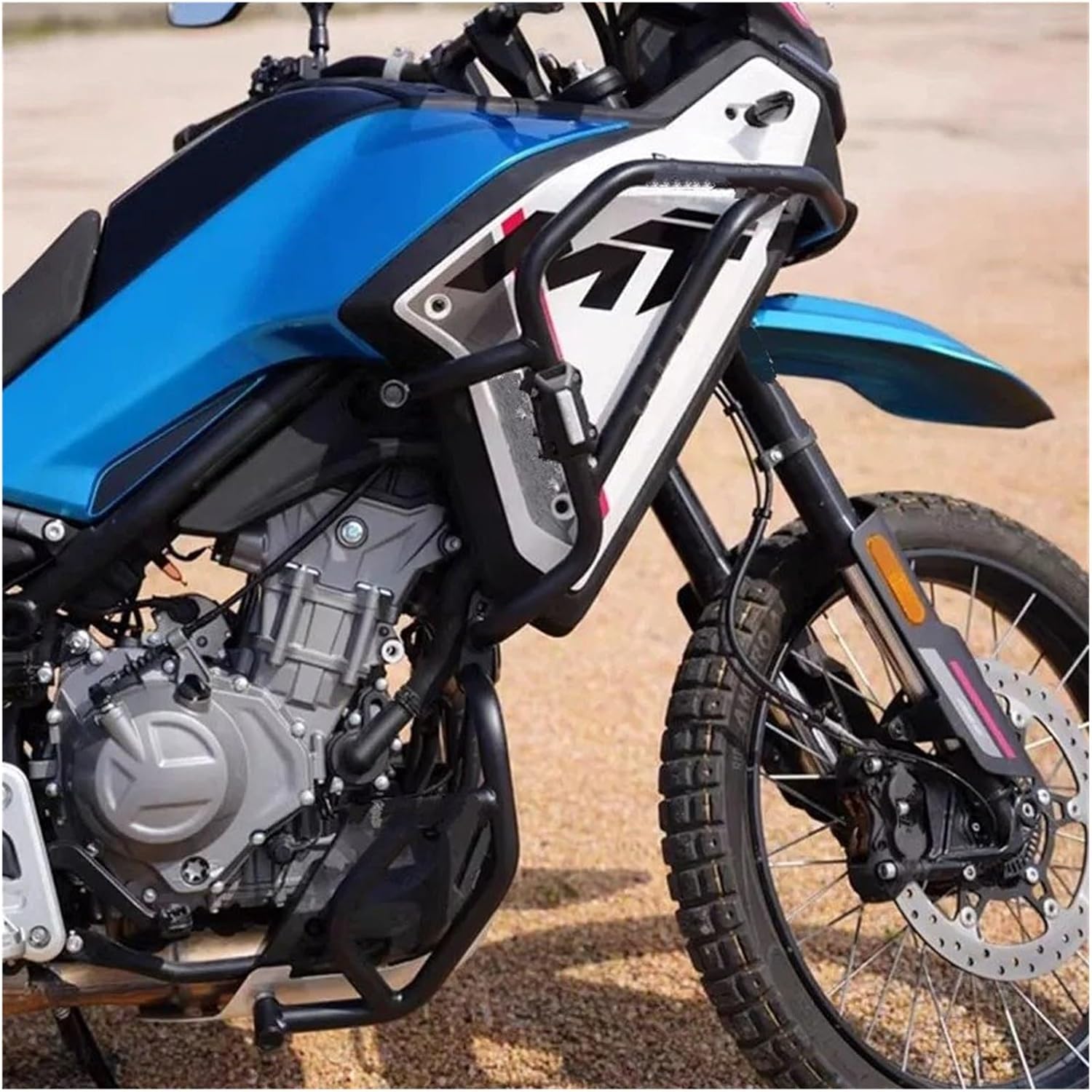 シーエフモト用 450MT用 2024用 エンジンガード ハイウェイクラッシュバー バイクフレーム保 【カーボンデコレーティブブロック】