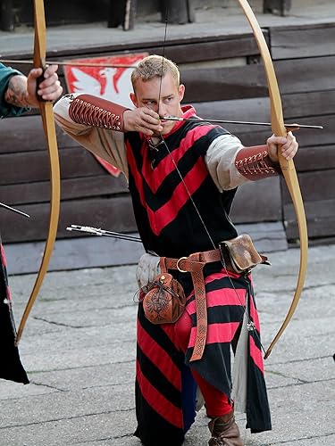 Miniatura 4 de Conjunto medieval de cuero sintético para adultos, protectores de brazo de piel sintética con cordón, bolsa de piel sintética para Halloween,