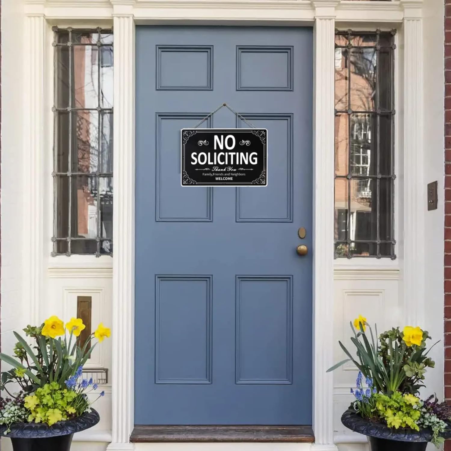 No Soliciting Sign for Yard with Metal Stakes,12" x 8" No Soliciting Law Sign Heavy Duty Aluminum,Waterproof Not Fade,Great for House and Business Outdoor Use (2 Pack)
