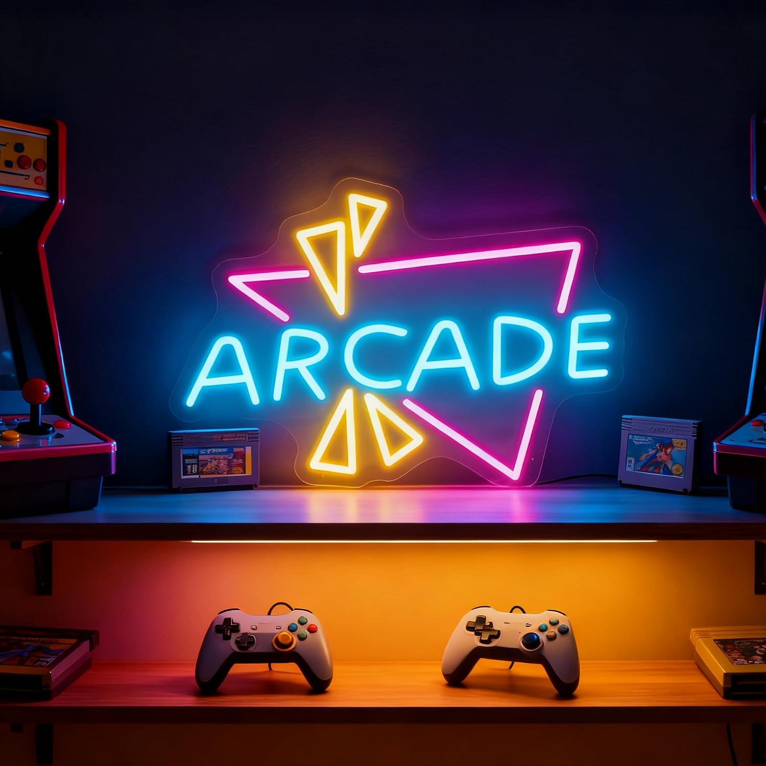 Arcade LED Neon Sign, USB Powered Dimmable Decorative Neon Light Home Game Room Man Cave Arcade Space Party Gift Wall Table Decor 15.7 x 13 In