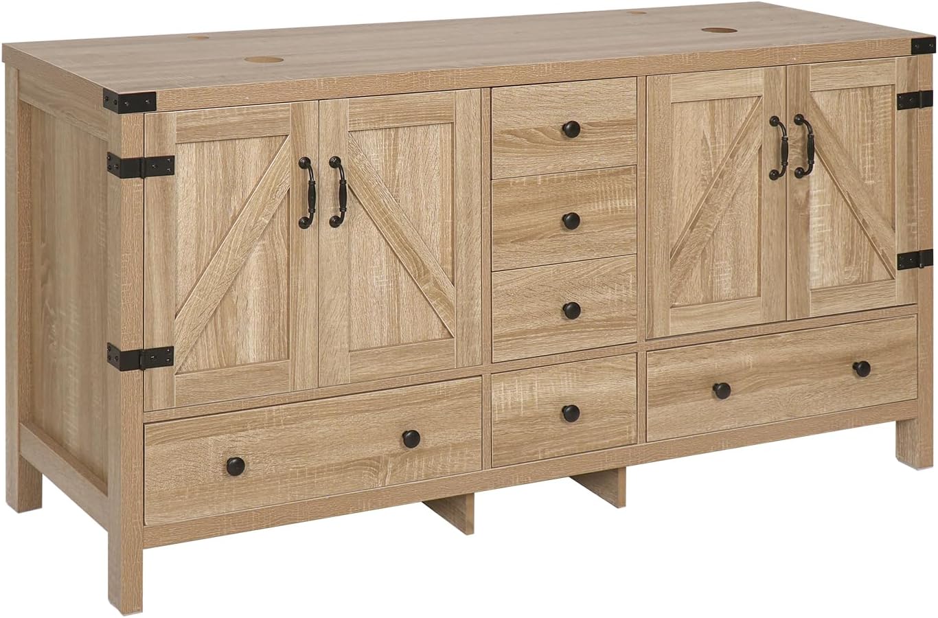36-inch Natural Color Bathroom Vanity with Side Cabinet, Rustic Fixture Standing Pedestal Cabinet Without Sink