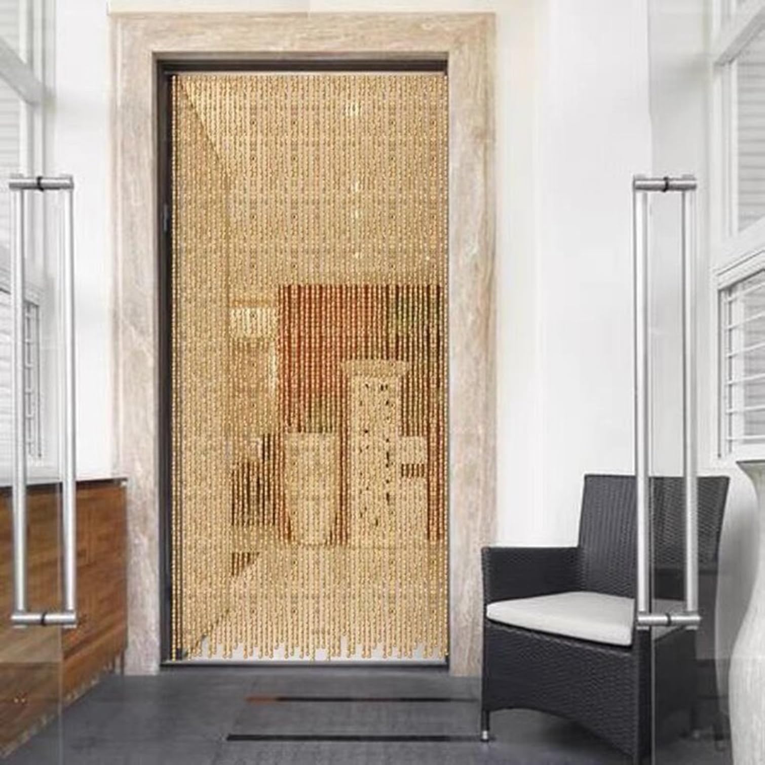 Rideau en Perles de Bambou,Rideau de Porte en Perles de Bois,Moustiquaire à Perles Anti-Insectes,Decore à Suspendre pour Salon Chambre,Personnalis,Largeur x Hauteur (60cm x 200cm(60 brins))