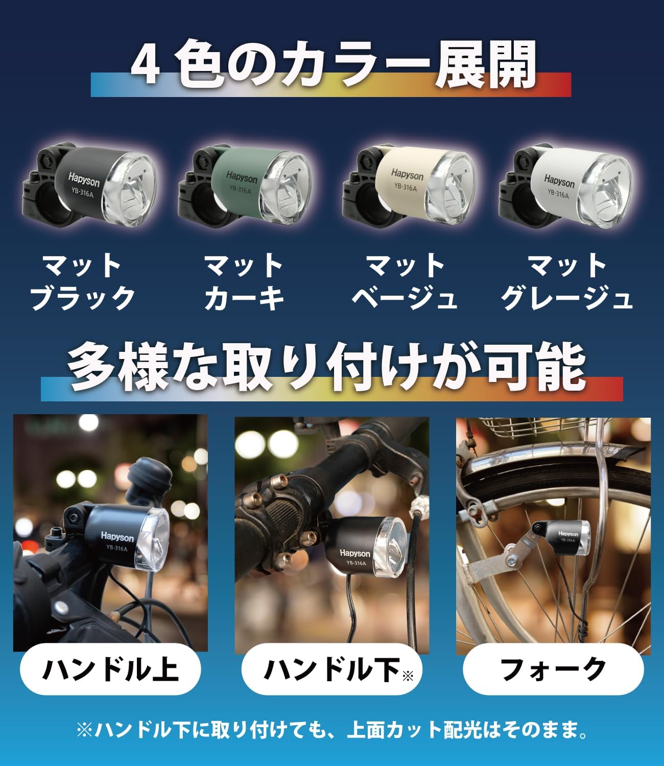 ハピソン(Hapyson) 自転車 ハブダイナモ用ヘッドライト